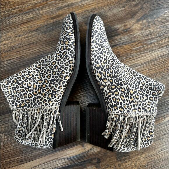 Lucky Brand LK Felisie leopard fringe bootie boots Brown Shoe Zip Up  size 6 - Picture 6 of 13